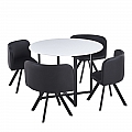 Jídelní set 1+4, bílá/černá, BEVAN NEW