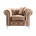 Luxusní křeslo, světle hnědá Velvet látka, ROMANO