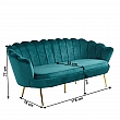 Luxusní pohovka, 3-sed, smaragdová Velvet látka / chrom zlatý, styl Art-deco, NOBLIN