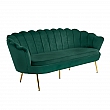 Luxusní pohovka, 3-sed, smaragdová Velvet látka / chrom zlatý, styl Art-deco, NOBLIN