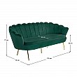 Luxusní pohovka, 3-sed, smaragdová Velvet látka / chrom zlatý, styl Art-deco, NOBLIN
