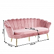Luxusní pohovka, 3-sed, růžová Velvet látka / chrom zlatý, styl Art-deco, NOBLIN