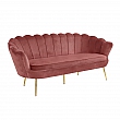 Luxusní pohovka, 3-sed, růžová Velvet látka / chrom zlatý, styl Art-deco, NOBLIN