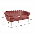 Luxusní pohovka, 3-sed, růžová Velvet látka / chrom zlatý, styl Art-deco, NOBLIN