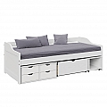 Postel s úložným prostorem, bílá, masiv, 90x200, MAXI NEW