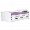 Postel s výsuvnými přistýlkami, bílá, masiv, 90x200, FLOPY