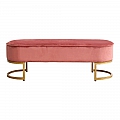 Designová lavice, růžová Velvet látka/gold chrom-zlatý, MIRILA NEW