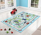 Dětský koberec Modrá autíčková dráha - Dětský koberec Modrá autíčková dráha