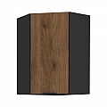 Horní rohová skříňka, ořech okapi/černá, MENZO 60x60 GN-90 1F