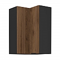 Horní rohová skříňka, ořech okapi/černá, MENZO 60x60 GN-90 2F