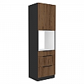 Vysoká skříňka na vestavnou troubu, ořech okapi/černá, MENZO 60 DPS-210 3S1F