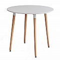 Jídelní stůl, bílá/buk, průměr 80 cm, ELCAN NEW