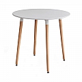 Jídelní stůl, bílá/buk, průměr 60 cm, ELCAN NEW TYP 1