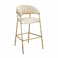 Designová barová židle, béžová Velvet látka/gold chrom zlatý, DASMIN TYP 2