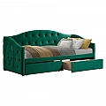 Postel s úložným prostorem, 90x200, zelená Velvet látka, ZASKA