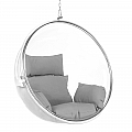 Závěsné křeslo, transparentní/stříbrná/šedá, BUBBLE NEW TYP 1