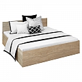Postel s kovovým roštem a úložným prostorem, 180x200, dub sonoma, DOLI