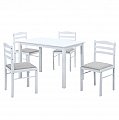 Jídelní set 1+4, bílá/béžovošedá, SOMIN