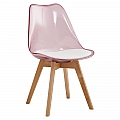 Židle, transparentní růžová, akryl/ekokůže/buk, BALI 2 NEW