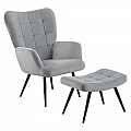 Křeslo s podnoží, šedá Velvet látka/černá, HABEN