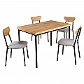Jídelní set 1+4, dub světlý/šedá/černá, MADIO