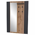 Věšákový panel se zrcadlem, dub wotan/černá, AMONI