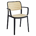 Stohovatelná židle, černá/béžová, KARDOS TYP 2