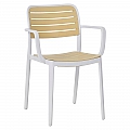 Stohovatelná židle, bílá/béžová, KARDOS TYP 2