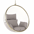 Závěsné křeslo, transparentní/zlatá/šedá, BUBBLE NEW TYP 1