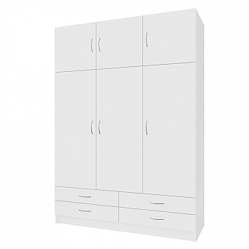 Šatní skříň, třídveřová, bílá, GERI NEW