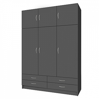 Šatní skříň, třídveřová, grafit, GERI NEW