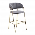 Designová barová židle, šedohnědá Velvet látka/gold chrom zlatý, DASMIN TYP 2