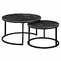 Konferenční stolky, set 2 ks, černý mramor/černá ocel, LASTRO