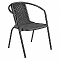 Zahradní stohovatelná židle, černá, ocel/plast, FRENY