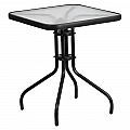 Zahradní stůl, černá ocel/tvrzené sklo, FRENY