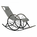 Houpací křeslo, ratan/kov, šedá, ROKIN