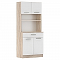 Čtyřdveřový kredenc, dub sonoma/bílá, DOMIS NEW