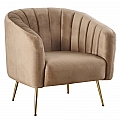 Designové křeslo, hnědá Velvet látka/gold chrom-zlatý, BAGY