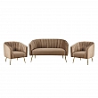 Designový 2-sed, hnědá Velvet látka/gold chrom-zlatý, BAGY