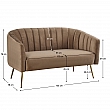 Designový 2-sed, hnědá Velvet látka/gold chrom-zlatý, BAGY