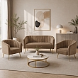 Designový 2-sed, hnědá Velvet látka/gold chrom-zlatý, BAGY