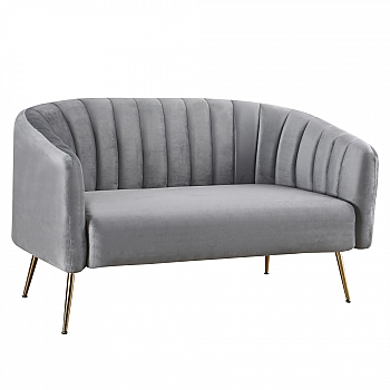Designový 2-sed, šedá Velvet látka/gold chrom-zlatý, BAGY