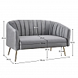 Designový 2-sed, šedá Velvet látka/gold chrom-zlatý, BAGY