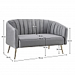 Designový 2-sed, šedá Velvet látka/gold chrom-zlatý, BAGY