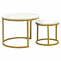 Set 2 konferenčních stolků, zlatá/imitace mramoru, DAMON