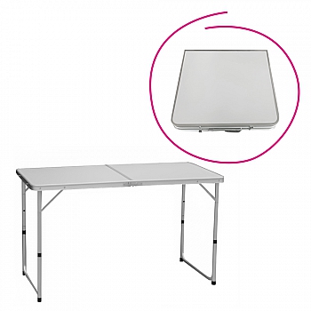 Skládací kempinkový stůl, 120 cm, hliník/MDF, KEPI TYP 1