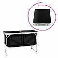 Skládací kempinkový stůl s organizérem, 120 cm, hliník/MDF, KEPI TYP 3
