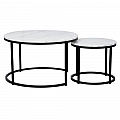 Konferenční stolky, set 2 ks, bílá/černá, CIRKO