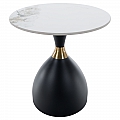 Konferenční stolek, bílý mramor/černá/zlatá, ODIS NEW