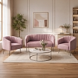 Designový 2-sed, růžová Velvet látka/chrom-stříbrný, BAGY